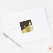 Gouden kerstboom met rendier vierkante sticker (Envelop)