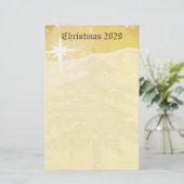 Gouden kerstboom met sterren briefpapier (Staand voorkant)