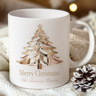 Gouden Kerstboom Mok | Aangepaste Naam