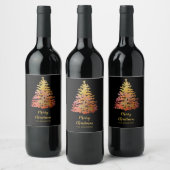 Gouden Kerstboom Naam Gift Label Wijn Etiket (Flessen)