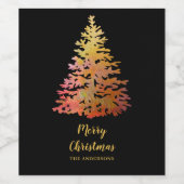 Gouden Kerstboom Naam Gift Label Wijn Etiket (Enkel label)