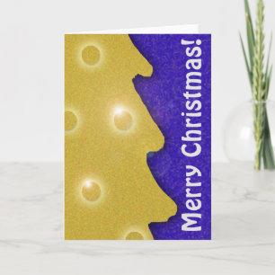 Gouden kerstboom op blauw met tekst feestdagen kaart