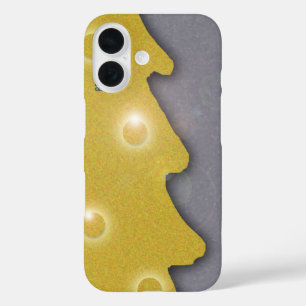 Gouden Kerstboom op Grijs met Tekst iPhone 16 Hoesje