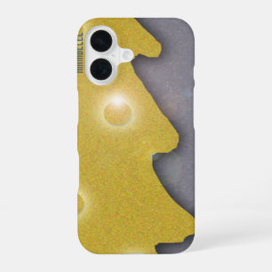 Gouden kerstboom op grijs met tekst iPhone 16 hoesje