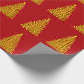 Gouden kerstboom op rood inpakpapier (Hoek)