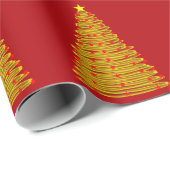 Gouden kerstboom op rood inpakpapier (Rol Hoek)