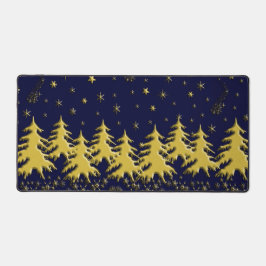 Gouden Kerstboom op Sterren Blauwe Hemel Bureaumat