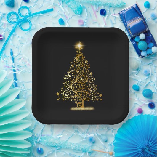 Gouden Kerstboom Papier Bord (Feest)