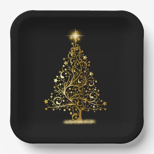 Gouden Kerstboom Papier Bord (Voorkant)