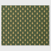 Gouden kerstboom patroon op groen cadeaupapier (Vlak)