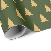 Gouden kerstboom patroon op groen cadeaupapier (Rol Hoek)
