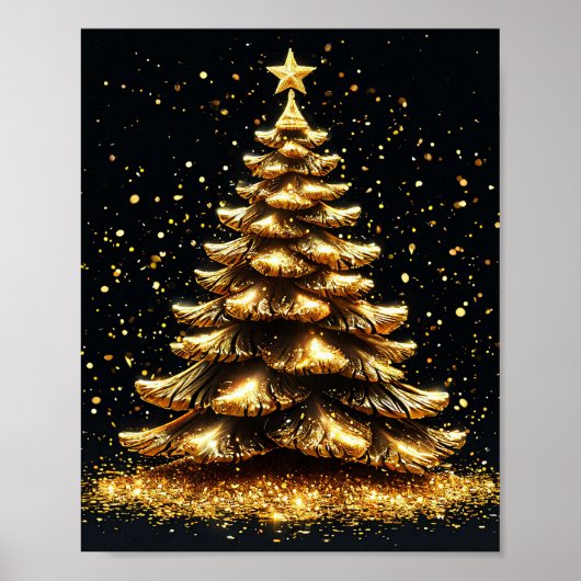 Gouden kerstboom poster (Voorkant)