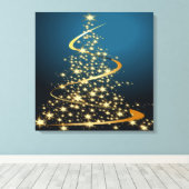 Gouden Kerstboom Premium Verpakt Canvas (Insitu (Houten vloer))