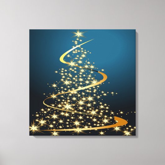Gouden Kerstboom Premium Verpakt Canvas (Voorkant)