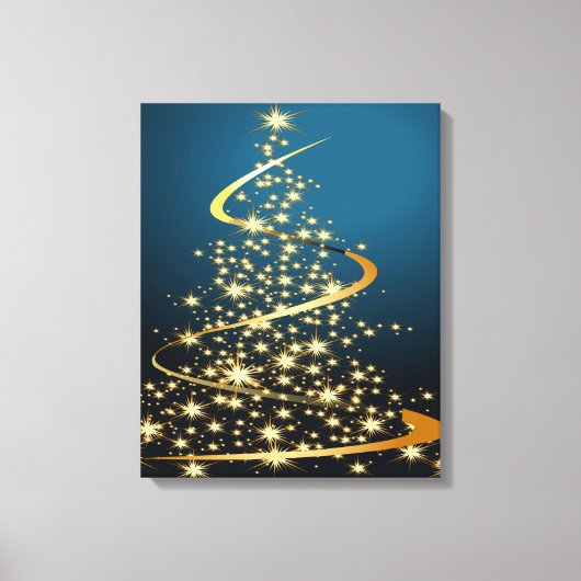 Gouden Kerstboom Premium Verpakt Canvas Afdruk (Voorkant)