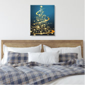 Gouden Kerstboom Premium Verpakt Canvas Afdruk (Insitu (Slaapkamer))