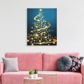 Gouden Kerstboom Premium Verpakt Canvas Afdruk (Insitu (Woonkamer))