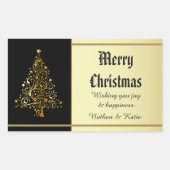  gouden kerstboom rechthoekige sticker (Voorkant)