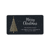 Gouden Kerstboom Retouradreslabel Etiket (Voorkant)
