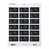 Gouden Kerstboom Retouradreslabel Etiket (Full Sheet)