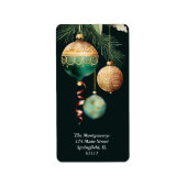 Gouden kerstboom retouradreslabels etiket (Voorkant)