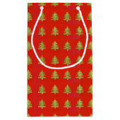 Gouden Kerstboom Rode Vakantie Gift Bag Design Klein Cadeauzakje (Achterkant)