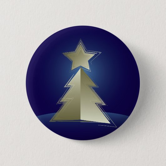Gouden kerstboom ronde button 5,7 cm (Voorkant)