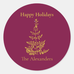 gouden kerstboom ronde sticker