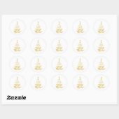gouden kerstboom ronde sticker (Vel)