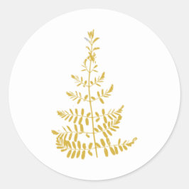 gouden kerstboom ronde sticker
