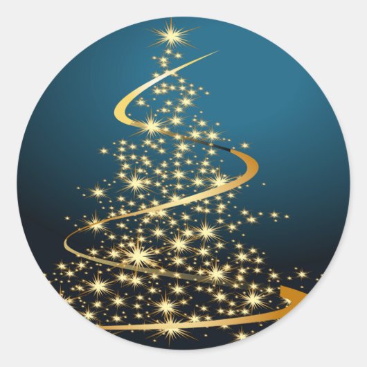 Gouden kerstboom ronde sticker (Voorkant)