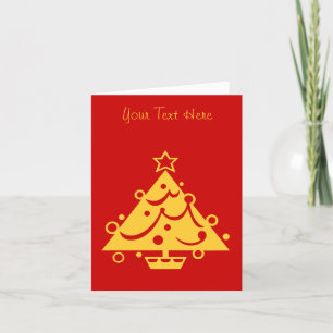 gouden kerstboom - rood feestdagen kaart