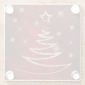 Gouden kerstboom rood glazen onderzetter (Achterkant)