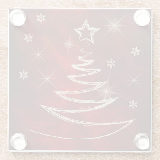 Gouden kerstboom rood glazen onderzetter (Achterkant)