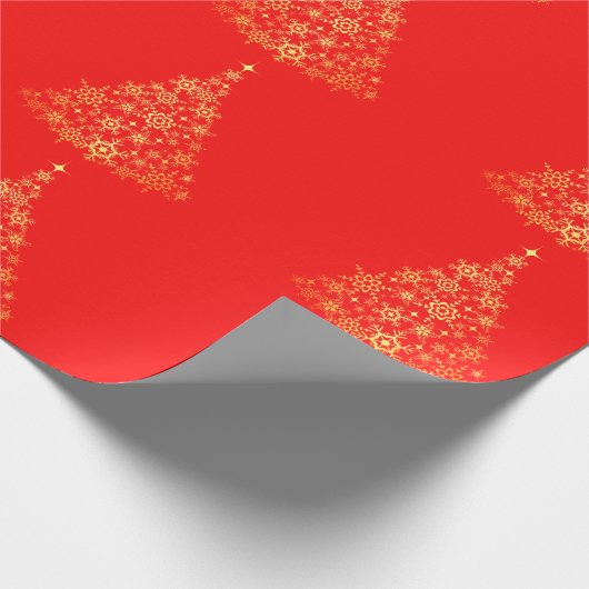 Gouden kerstboom rood inpakpapier (Hoek)