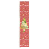 Gouden kerstboom - Rood landschap Korte Tafelloper (Voorkant)