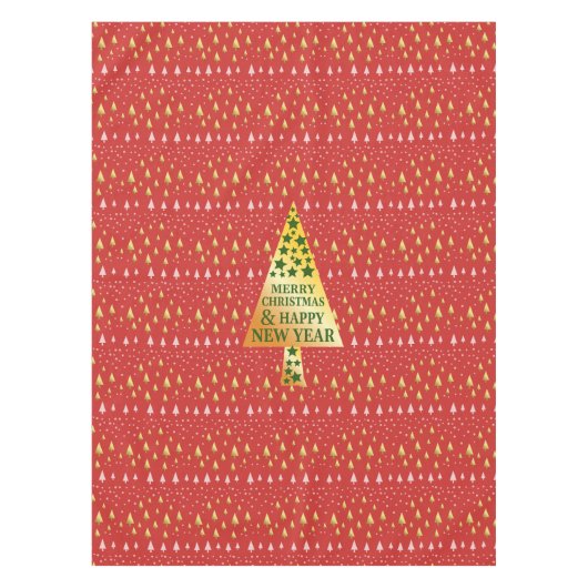 Gouden kerstboom - Rood landschap Tafelkleed (Voorkant)