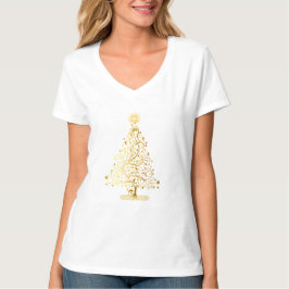 Gouden kerstboom Shirt - wit