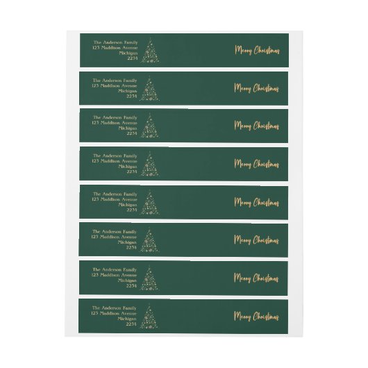 Gouden Kerstboom Smaragd Groen Vrolijk Kerstfeest (Vel)