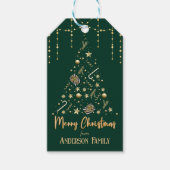Gouden Kerstboom Smaragd Groen Vrolijk Kerstfeest Cadeaulabel (Voorkant)