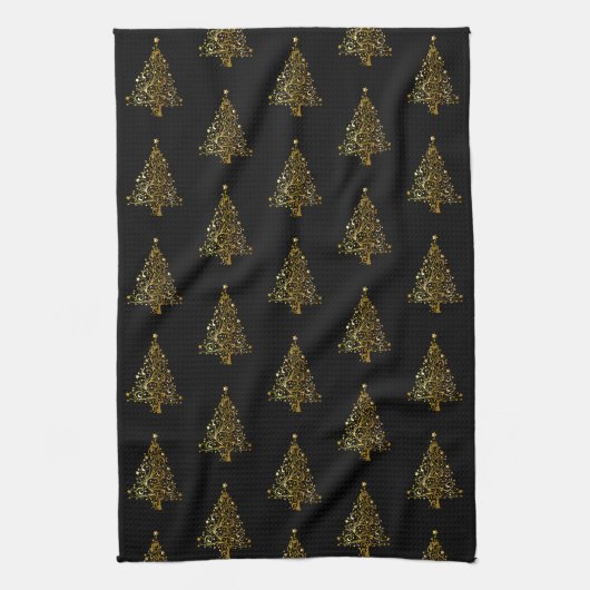 gouden kerstboom theedoek (Verticaal)