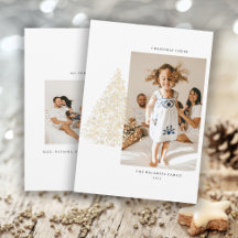 Gouden Kerstboom Twee Foto 2022 Vakantiekaart