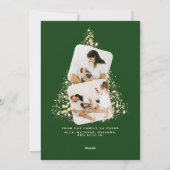 Gouden kerstboom twee foto 2023 vakantie Kaart (Achterkant)