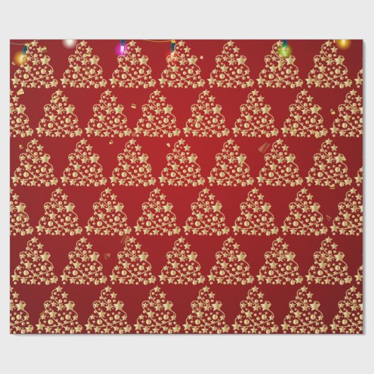 Gouden Kerstboom vakantie Eenvoudig Rood Cadeaupapier (Vlak)
