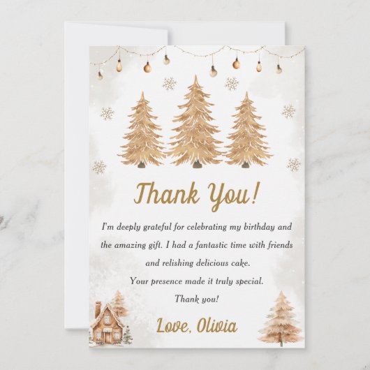 Gouden Kerstboom Verjaardagsfeest Bedanktkaart Kaart (Voorkant)