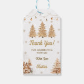 Gouden Kerstboom Verjaardagsfeestje Cadeaulabel (Voorkant)