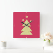Gouden kerstboom vierkante klok (Huis)