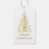 Gouden kerstboom, vrolijk kerstfeest cadeaulabel (Achterkant)