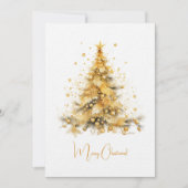 Gouden kerstboom vrolijke kerstwensen kaart (Voorkant)