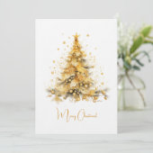 Gouden kerstboom vrolijke kerstwensen kaart (Staand voorkant)